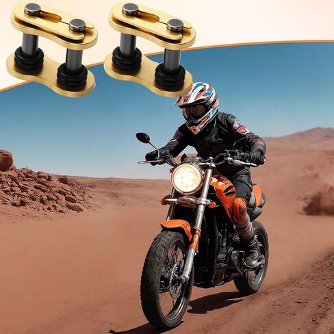 قطعتان من وصلة رئيسية لسلسلة 525، سلسلة توصيل رئيسية للدراجات النارية مع حلقة على شكل حرف O، بكرة ربط فولاذية شديدة التحمل للدراجات النارية - أصفر وأسود in Kuwait