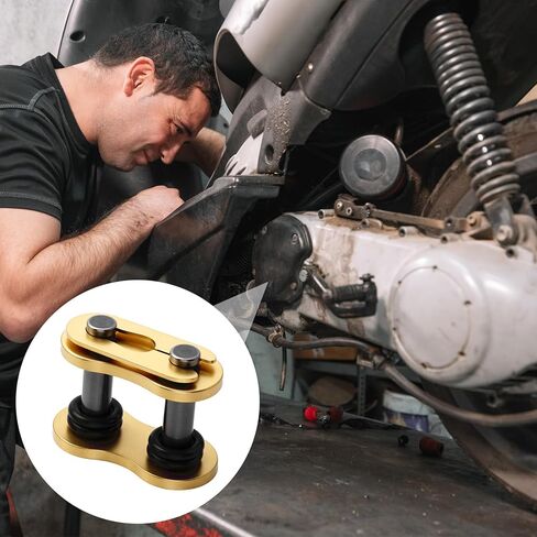 قطعتان من وصلة رئيسية لسلسلة 525، سلسلة توصيل رئيسية للدراجات النارية مع حلقة على شكل حرف O، بكرة ربط فولاذية شديدة التحمل للدراجات النارية - أصفر وأسود in Kuwait