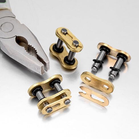 قطعتان من وصلة رئيسية لسلسلة 525، سلسلة توصيل رئيسية للدراجات النارية مع حلقة على شكل حرف O، بكرة ربط فولاذية شديدة التحمل للدراجات النارية - أصفر وأسود in Kuwait