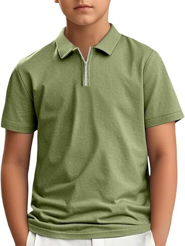 Boys Quarter Zip School Uniform Shirts Short Sleeve Polo Shirt Button Closure Tennis Boys Casual Tops for Boys and Girls in Saudi Arabia