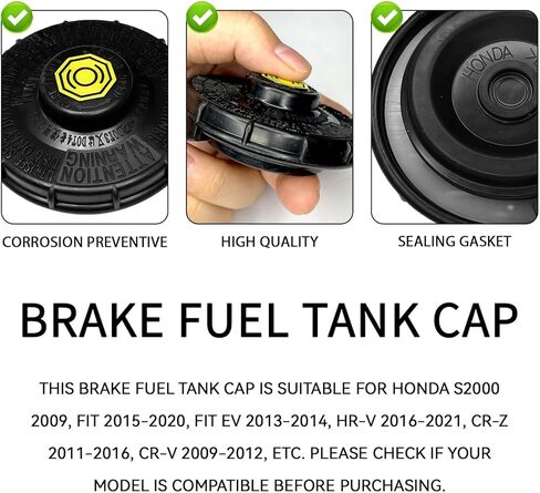 Brake Fluid Cap Replacement for Honda, Brake Master Cylinder Cap, Brake Fluid Reservoir Cap Compatible with Honda Accord Fit EV Hybrid S2000, Replaces OEM 46662-SLE-J01, Car Accessories in Saudi Arabia