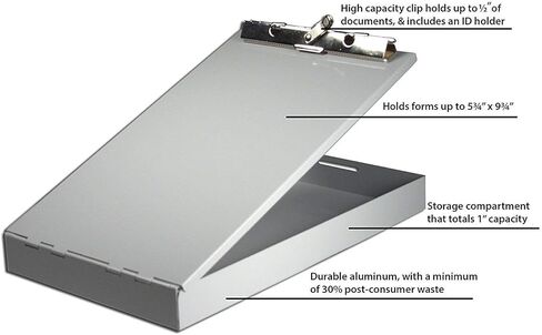 Saunders 213 Aluminum Redi Rite Storage Clipboard (Memo Size Redi-Rite) 1.70" x 6.25" x 10.20" Form Holder with 1 Inch Storage Compartment, Self Locking Latch. 6 Pack in Saudi Arabia