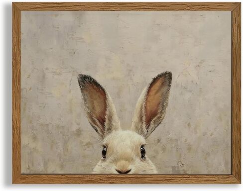 AVECCO Framed Vintage Funny Bunny Easter Wall Art, Cute Farmhouse Aesthetic Wall Decor, Easter Rabbit Art Prints for Bathroom Living Room Bedroom Dining Room Office Decoration Ready to Hang 8x10 inch in Saudi Arabia