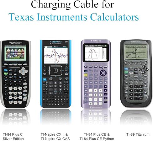 كابل شاحن حائط سريع Vancle لآلات حاسبة Texas Instruments TI-84 Plus CE، TI84 Plus C إصدار فضي، TI 89 تيتانيوم، TI-Nspire CX/CAS آلة حاسبة رسومية in Kuwait