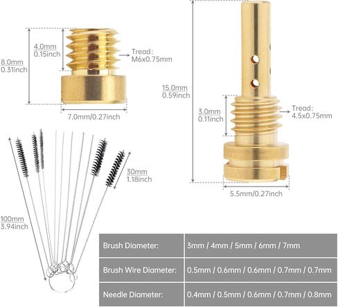 Windance 12pcs Brass Carburetor Main Jet and Slow Jet Kit Replacement with 5pcs Cleaning Needles, Brushes(# 80-118) in Saudi Arabia