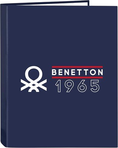 Safta Benetton Varsity - مجلد بـ 4 حلقات، مثالي للأطفال من مختلف الأعمار، مريح ومتعدد الاستخدامات، جودة ومقاومة، 26.5 × 33 سم، أزرق داكن/رمادي، أزرق داكن/رمادي، استاندر، كاجوال، in Kuwait
