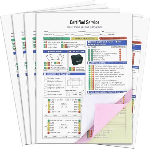 Colarr 540 ورقة، 8 1/2 بوصة × 11 3/4 بوصة، نموذج تقرير فحص المركبات متعدد النقاط، 3 أجزاء، نموذج بدون كربون، قائمة فحص المركبات، تقرير إصلاح سريع، سجل صيانة لسائق شاحنة أسطول السيارات in Saudi Arabia