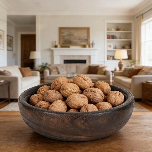 وعاء ديكور خشبي، حوالي 11 بوصة، وعاء ديكور من العجين الخشبي مصنوع يدويًا، وعاء ديكور مركزي للطاولة، مثالي للفواكه والفواكه المجففة وجهاز التحكم عن بعد ومستحضرات التجميل والمفاتيح in Saudi Arabia