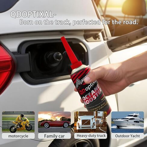 معزز QDoptixal Octane لمحركات البنزين - يعزز الأوكتان ويقلل من خبط المحرك ويحسن MPG - إضافات أداء عالية التركيز - 16 أونصة سائلة (16 أونصة) in Kuwait