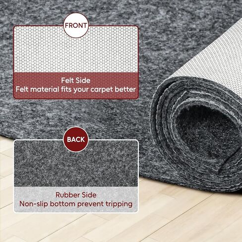 Felt and Rubber Backing Rug Pad, 2"x6" Non-Slip Rug Pads, 1/8" Thick, Under Area Carpet Protective Pads, Cushioned Gripper Pads for All Floors and Finishes, Keeps Rugs in Place, Soft and Secure in Saudi Arabia