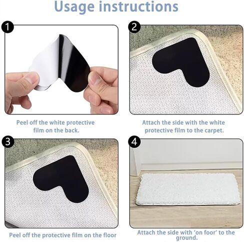 4PCS Anti - Slip Rug Pads for Hardwood Floors & Ceramic Tiles -Ideal for Kitchen & Bedroom Rugs in Saudi Arabia