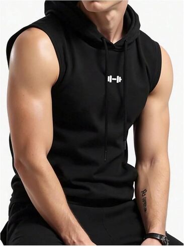 SweatyRocks Men's 2 Pack Workout Hooded Tank Top Graphic Print Sleeveless Gym Hoodies in Saudi Arabia