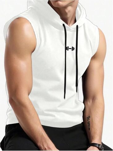 SweatyRocks Men's 2 Pack Workout Hooded Tank Top Graphic Print Sleeveless Gym Hoodies in Saudi Arabia