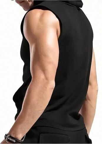 SweatyRocks Men's 2 Pack Workout Hooded Tank Top Graphic Print Sleeveless Gym Hoodies in Saudi Arabia