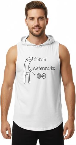 IRON PANDA Men's Workout Hooded Tank Tops Sleeveless Gym Hoodies Bodybuilding Muscle Shirts-fix My Life Washed Hooded Tank in Saudi Arabia