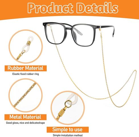 4Pcs Eyeglass Chain for Women Stylish, Stainless Steel Glasses Strap Sunglasses Strap Eyewear Retainer Chain for Men Women, Eye Glasses Holders Around Neck Stylish Colorful in Saudi Arabia