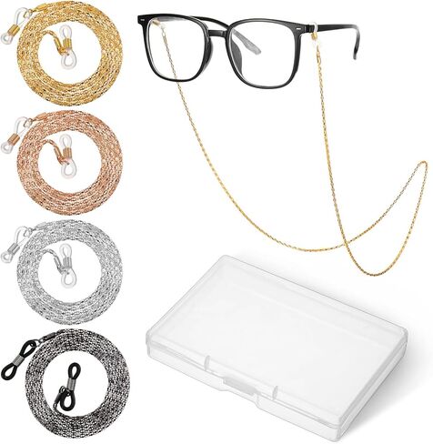 4Pcs Eyeglass Chain for Women Stylish, Stainless Steel Glasses Strap Sunglasses Strap Eyewear Retainer Chain for Men Women, Eye Glasses Holders Around Neck Stylish Colorful in Saudi Arabia