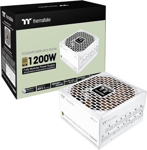 Thermaltake Toughpower GF3 Snow Edition 1200W 80+ Gold Full Modular SLI/Crossfire Ready ATX 3.0 Power Supply PCIe Gen.5 600W 12VHPWR Connector Included PS-TPD-1200FNFAGU-N 10 Year Warranty in Saudi Arabia