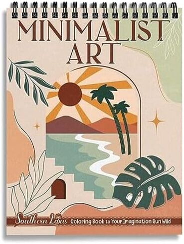 Minimalist Art Coloring Book Spiral Bound with Basic Abstract Design Aesthetic Shapes Simplicity Styles Hardcover Adult Color Pages for Women Seniors Girls to Relax Relieve Stress in Kuwait