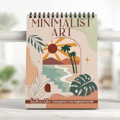 Minimalist Art Coloring Book Spiral Bound with Basic Abstract Design Aesthetic Shapes Simplicity Styles Hardcover Adult Color Pages for Women Seniors Girls to Relax Relieve Stress in Kuwait