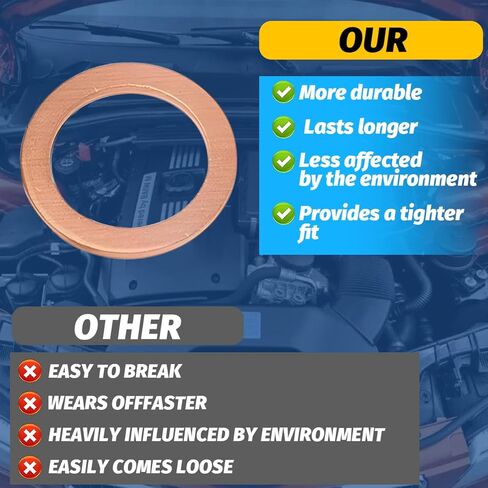 10 قطع من حشوات سدادة تصريف الزيت، OEM# 007603-014106 غسالة سحق الزيت الأوتوماتيكية كوبر 14 مم، ملحقات استبدال ختم غسالة السيارات، متوافقة مع معظم المركبات in Kuwait