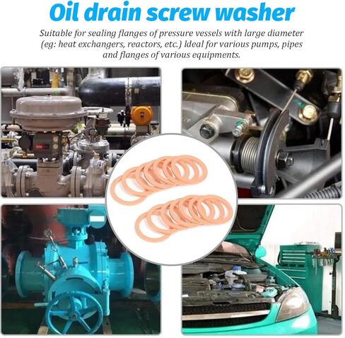 10 قطع من حشوات سدادة تصريف الزيت، OEM# 007603-014106 غسالة سحق الزيت الأوتوماتيكية كوبر 14 مم، ملحقات استبدال ختم غسالة السيارات، متوافقة مع معظم المركبات in Kuwait