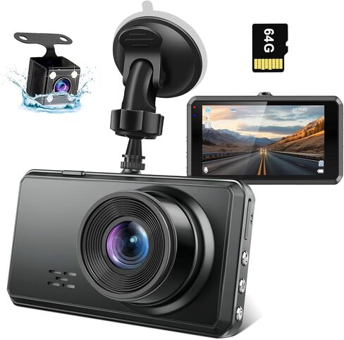 Miden S7 2.5K Dash Cam أمامية وخلفية، بطاقة SD 64G، 1600P+1080P FHD كاميرا داش مزدوجة للسيارات، زاوية واسعة 176 درجة + 160 درجة، كاميرا شاشة IPS مقاس 3.2 بوصة، مستشعر G، تسجيل حلقي، WDR، رؤية ليلية شاشة للمساعدة في ركن السيارة بسهولة على مدار 24 ساعة in Kuwait