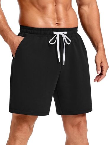 PINSPARK Men's Casual Sweat Shorts 7" Cotton Athletic Running Lounge Shorts with Drawstring Workout Gym Lightweight in Saudi Arabia