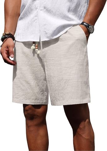 Sailwind Men’s Linen Shorts Casual Summer Elastic Waist Drawstring Lightweight Beach Vacation Shorts with Pockets in Saudi Arabia
