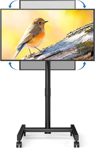 YOMT Mobile TV Cart Rolling TV Stand for 13-50 inch Screens, Tilting and Rotating Mount, Portrait to Landscape, Height Adjustable Portable TV Stand with Wheels Holds up to 44lbs Max VESA 200x200mm in Kuwait