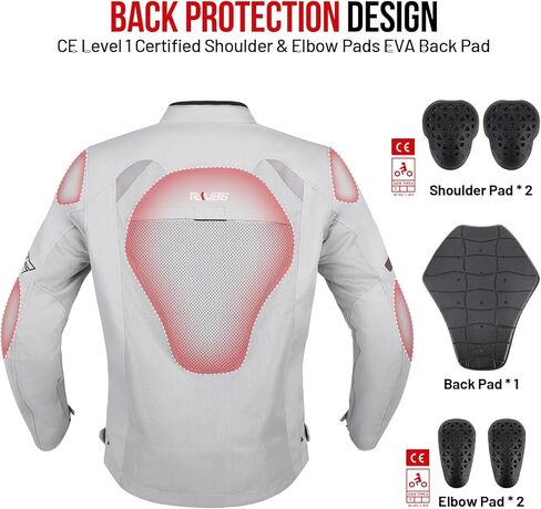 سترة دراجة نارية للرجال مع سترة ركوب شبكية مدرعة CE سترة دراجة نارية قابلة للتنفس سترة دراجة نارية للمغامرة Hi-viz (أبيض-رمادي XL) in Kuwait