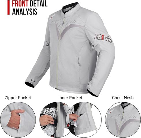 سترة دراجة نارية للرجال مع سترة ركوب شبكية مدرعة CE سترة دراجة نارية قابلة للتنفس سترة دراجة نارية للمغامرة Hi-viz (أبيض-رمادي XL) in Kuwait