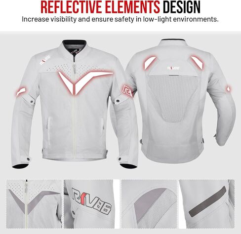 سترة دراجة نارية للرجال مع سترة ركوب شبكية مدرعة CE سترة دراجة نارية قابلة للتنفس سترة دراجة نارية للمغامرة Hi-viz (أبيض-رمادي XL) in Kuwait