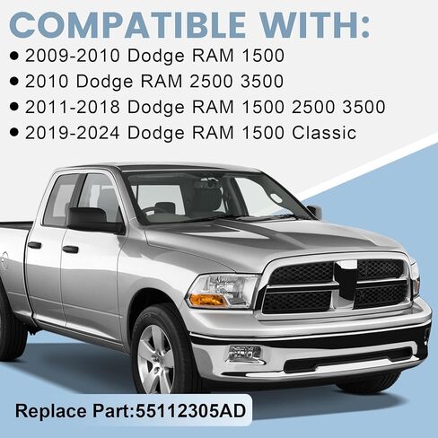 Windshield Wiper Cowl Panel Grille Compatible with 2009-2018 Dodge Ram 1500 2500 3500 & 2019-2024 Ram 1500 Classic Replacement for 55112305AD in Saudi Arabia