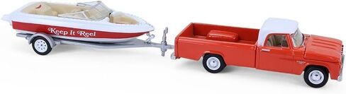 Greenlight Collectibles 32330-A Hitch & Tow Series 33-1:64 Scale Diecast Model - 1967 Dodge D-100 with Boat and Trailer in Saudi Arabia