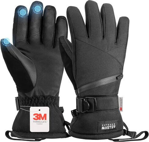 قفازات التزلج على الجليد من OutdoorMaster للنساء والرجال، قفازات ثينسوليت 3M مقاومة للماء على الجليد لفصل الشتاء الدافئ المقاوم للرياح مع جيب مزدوج in Saudi Arabia