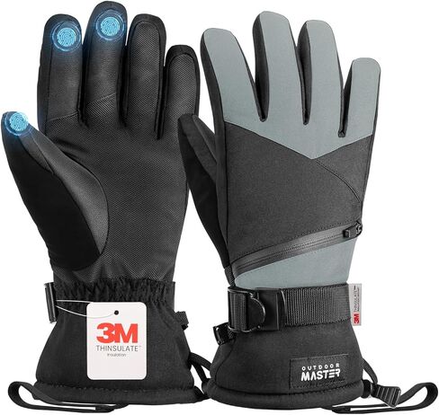 OutdoorMaster Ski Snow Gloves for Women & Men, 3M Thinsulate Waterproof Snowboard Gloves for Winter Warm Windproof Snowmobile with Double-Pocket in Kuwait