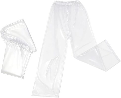 2 Pack Unisex Disposable Rain Pants Waterproof Long Tube Pants with Thickened Shoe Covers for Outdoor Cycling Fishing Travel Activities (Clear) in Saudi Arabia