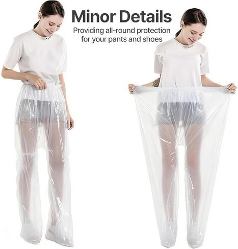 2 Pack Unisex Disposable Rain Pants Waterproof Long Tube Pants with Thickened Shoe Covers for Outdoor Cycling Fishing Travel Activities (Clear) in Saudi Arabia