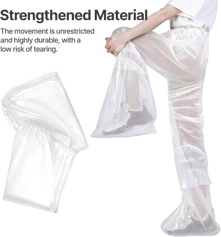 2 Pack Unisex Disposable Rain Pants Waterproof Long Tube Pants with Thickened Shoe Covers for Outdoor Cycling Fishing Travel Activities (Clear) in Saudi Arabia
