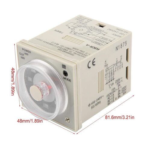 مرحل تأخير قابل للتعديل - مرحل التحكم في الوقت مع نطاق 11 سنًا، 100-240VAC/100-125VDC، 0.5S-300H، مقبض قابل للتعديل in Kuwait
