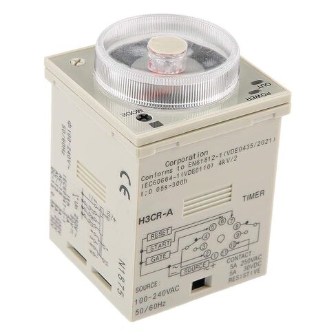 مرحل تأخير قابل للتعديل - مرحل التحكم في الوقت مع نطاق 11 سنًا، 100-240VAC/100-125VDC، 0.5S-300H، مقبض قابل للتعديل in Kuwait