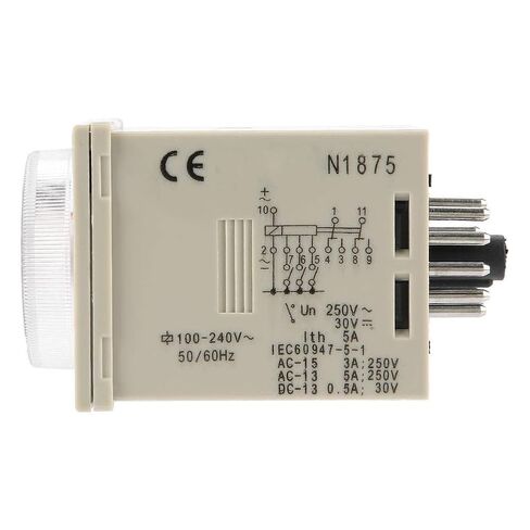 مرحل تأخير قابل للتعديل - مرحل التحكم في الوقت مع نطاق 11 سنًا، 100-240VAC/100-125VDC، 0.5S-300H، مقبض قابل للتعديل in Kuwait