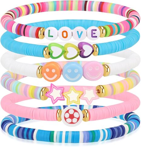 Artlunar 6-Pack Easter Friendship Bracelets for Teen Girls - Handmade Charms Hearts Stars Bohemian Beads -Birthday Spring Holiday Charm Jewelry Gift. in Saudi Arabia