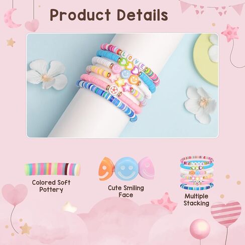 Artlunar 6-Pack Easter Friendship Bracelets for Teen Girls - Handmade Charms Hearts Stars Bohemian Beads -Birthday Spring Holiday Charm Jewelry Gift. in Saudi Arabia