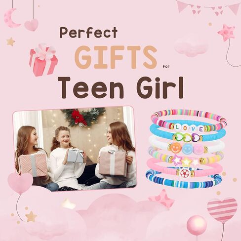 Artlunar 6-Pack Easter Friendship Bracelets for Teen Girls - Handmade Charms Hearts Stars Bohemian Beads -Birthday Spring Holiday Charm Jewelry Gift. in Saudi Arabia