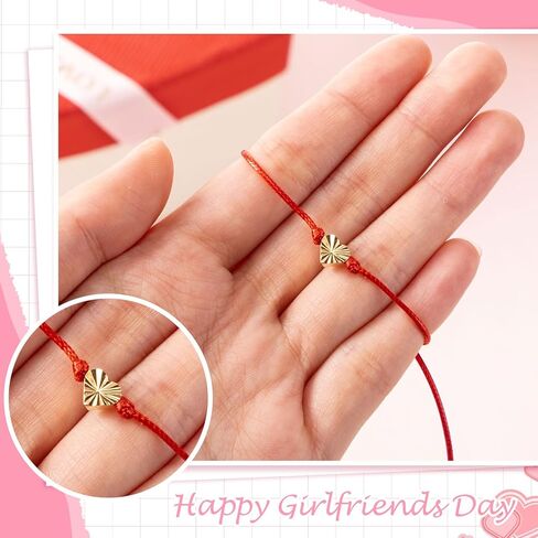 Tondiamo 6 Set Happy Galentines Day Bracelets Best Friend Valentines Day Gift Adjustable Heart Shape Wish BFF Bracelets with Card Friendship Gift for Galentines Sisters Friends Coworkers Bestie in Saudi Arabia