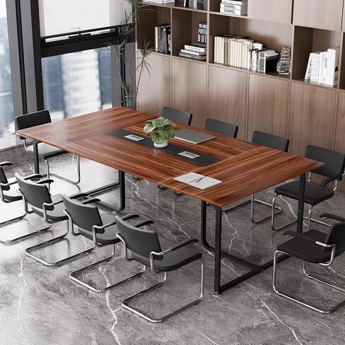 8FT Conference Table,Conference Room Table with Grommet,Stable Structure,Adjustable Foot Pads,Large Seminar Table for Office Meeting 94.4 L x 47.2 W x30.7 H (Brown) in Saudi Arabia