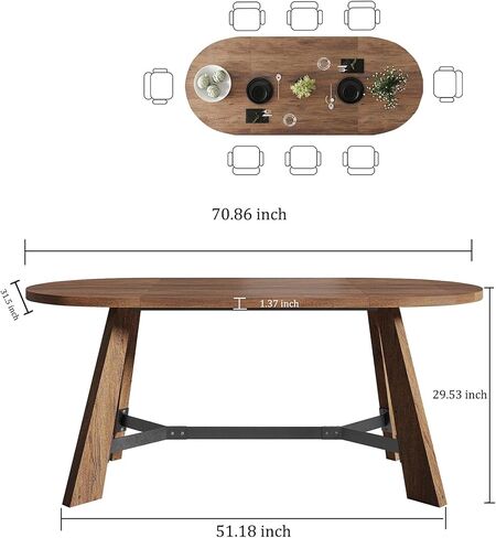 6FT Oval Conference Table, Rustic Black 70.86" W Meeting Table Fit 6-8 People, Modern Seminar Table Boardroom Desk for Office Meeting Conference Room in Saudi Arabia