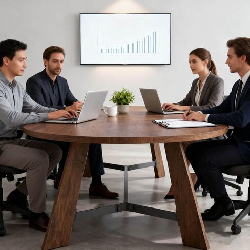 6FT Oval Conference Table, Rustic Black 70.86" W Meeting Table Fit 6-8 People, Modern Seminar Table Boardroom Desk for Office Meeting Conference Room in Saudi Arabia